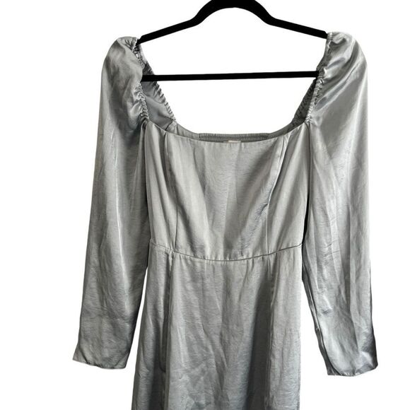 Aritzia Wilfred Bridgerton Satin Long Sleeve Thigh Slit Midi Dress Size 0 - Picture 7 of 13